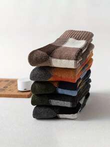 5pairs Thick Winter Men's Socks, Thermal Fleece, Woolen, Snowy, Bigfoot Socks - Multicolor - View 2