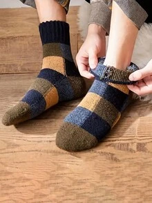5pairs Thick Winter Men's Socks, Thermal Fleece, Woolen, Snowy, Bigfoot Socks - Multicolor - View 5