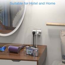 TESSAN Adaptador Enchufe Ingles a Español con Triple Enchufes, Adaptador Enchufe UK Irlanda, Ingles, Escocia, Maldivas, Adaptador Tipo g con 3 Tomas y 2 USB, Adaptador UK, Adaptador Enchufe Ingles - Gris - Ver 6