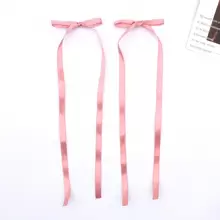 2入組女士髮箍,黑色流蘇緞帶蝴蝶結/飾帶髮夾,實心緞帶小長尾,可愛的髮飾配件 - 粉色 - 查看 1