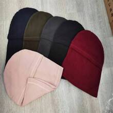 1 件冬季羊毛拉法帽帶面罩保暖、多功能、男女通用、防風、適合騎自行車、滑雪等戶外活動 - 黑色 - 查看 5