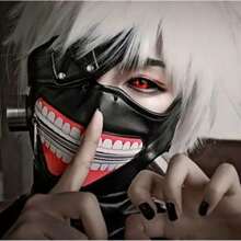 Kaneki Mask Cosplay Halloween Costume - Black - View 2
