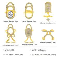 1個幾何嵌鑲鑽石精緻開口戒指,適合日常佩戴 - 金色 - 查看 2