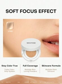 MISTINE 氣墊粉底,光澤保濕中等遮瑕,適合乾性肌膚,24h保濕持久防水防污垢 - 低頻100 - 查看 1