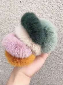 10pcs Colorful Simple Plush Hair Ties, Random Colors, Everyday Use - Multicolor - View 4