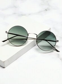 1 Pair Vintage Style Round Metal Frame Fashion Glasses For Summer Beach Vacation,Outdoor,Travel - Ombre - View 2