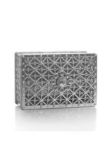 歐式鍍金長方形塑膠盒創意鏤空糖盒電鍍包裝盒寶盒造型糖盒 - 銀色 - 查看 4