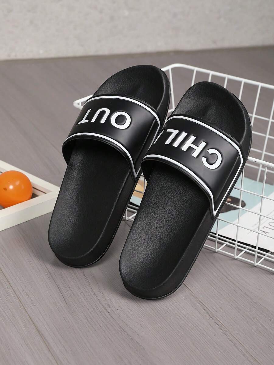Men's Fashionable Slippers, Soft And Comfortable Indoor And Outdoor Beach Flip Flops - Black and White - View 1
