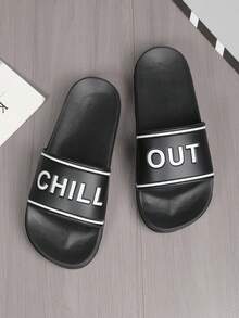 Men's Fashionable Slippers, Soft And Comfortable Indoor And Outdoor Beach Flip Flops - Black and White - View 3