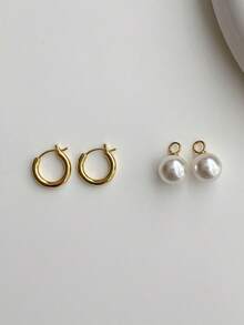1 Pair Of Faux Pearl Drop Earrings Geometric Pearl Earrings French Vintage Pearl Gold Earrings Bride Earrings Suitable For Wedding Dating Decoration New Year Valentine'S Day Birthday Wedding Gift Women Jewelry - White - View 10