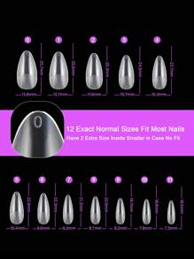 120片/袋透明耐磨杏仁形指甲尖霧面質感 - 無色 - 查看 6