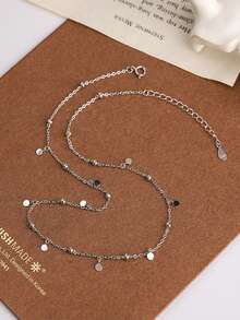 1入女士S925純銀短項鍊，採用極簡風格設計，飾以流蘇，適合作為送給女友的禮物 - 銀色 - 查看 6