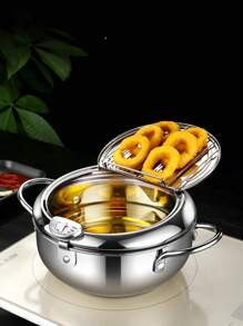 18/10 Sus304 Stainless Steel Japanese Tempura Fryer With Temperature Control, Small Size, Oil-Saving, Suitable For Home And Commercial Use - Silver - View 11