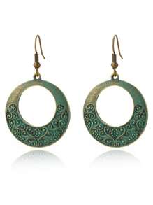 多層中空圓形綠松石裝飾耳坠,復古波西米亞風格合金珠寶,度假耳飾 - 彩色 - 查看 15