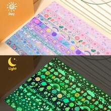 12捲和紙膠帶,夜光發光裝飾性遮蔽帶,美學金箔和紙膠帶貼紙,日式粉彩遮蔽帶手工藝品,適用於禮物包裝、相簿製作、計畫表等 - 彩色 - 查看 6