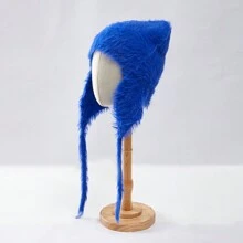 1 件裝男女仿羊絨動物青蛙形多色袖口針織帽子,保暖冬季頭飾,帶護耳和帽簷,適合戶外活動,如騎馬、釣魚或時尚用途 - 粉色 - 查看 8