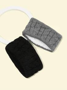 2pcs Women's Thick Knitted Headbands With Crossed Design, Retro Street Style, Wide Brim & Double-Layered For Warmth, Suitable For Daily Wear And Outdoor Activities - Multicolor - View 1