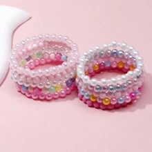 10pcs/Set Girls Cute Colorful Charm Beaded Bracelet, Suitable For Festival Party Birthday Gift Girl Accessories - Multicolor - View 2