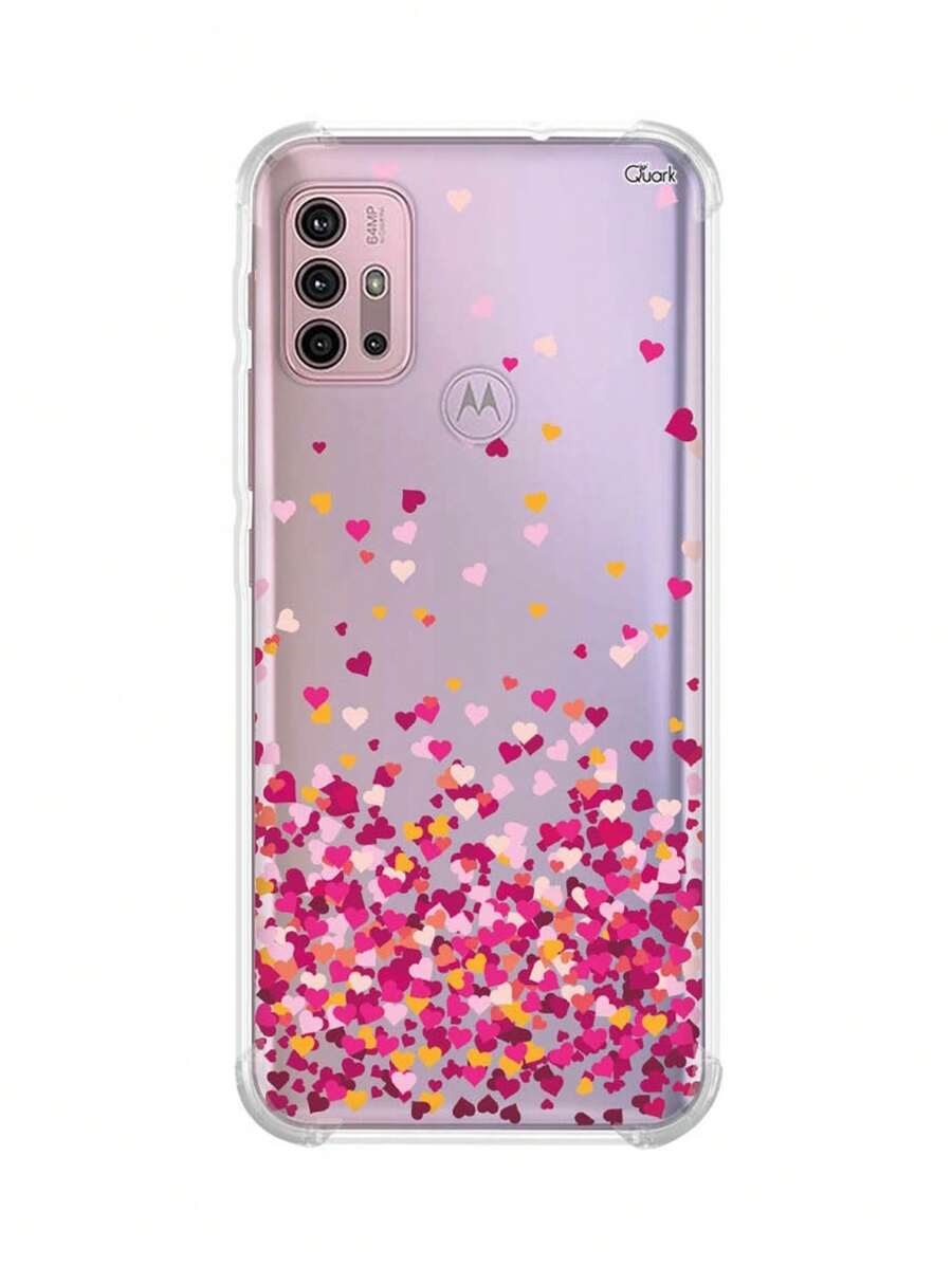 Capa Capinha Anti Shock Personalizada Modelos MOTO G30 (0885) Coração Amor - Damasco - Visão 1