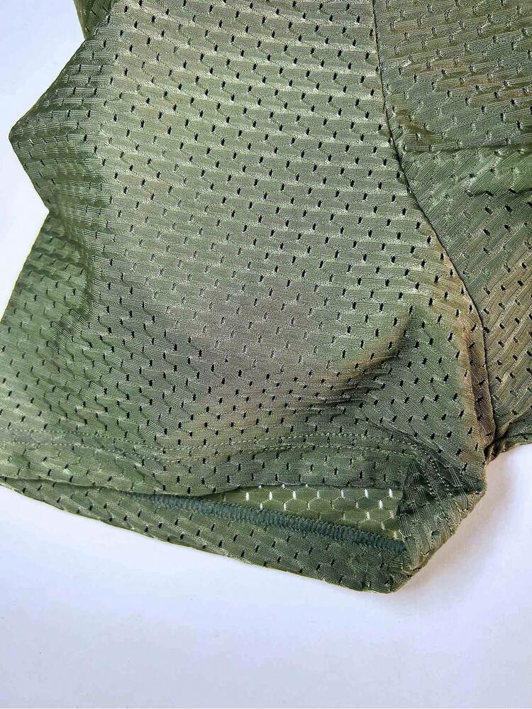 1件男士透氣網眼、海綿墊、提臀箱型短褲內褲 - 軍綠色 - 查看 4