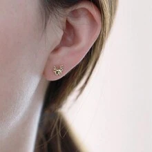 S925 Mạ bạc 14K Vàng Cây thông noel & Tuần lộc Hình dạng Bông tai stud , Thanh tú & Đáng yêu Thiết kế Đối với phụ nữ - Vàng - Xem 4