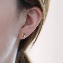 S925 Mạ bạc 14K Vàng Cây thông noel & Tuần lộc Hình dạng Bông tai stud , Thanh tú & Đáng yêu Thiết kế Đối với phụ nữ - Vàng - Xem 3