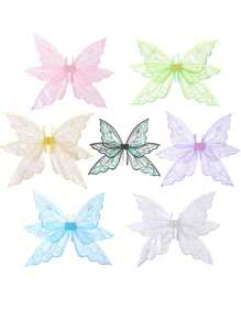 1入隨機顏色和風格的仙女蝴蝶翅膀,蜻蜓翅膀,生日派對假日演出天使翅膀,花式多彩蝴蝶精靈翅膀玩具