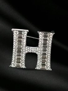 1pc 英文26字母胸针 水钻 典雅合金胸针 水钻镶嵌 典雅 胸花配饰 服装配饰 - 銀色 - 查看 10