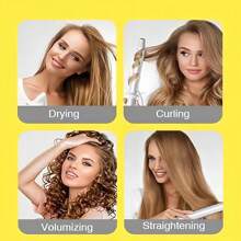 4合1捲髮器/吹風機/直髮器,1入組arbuliry牆插式3速智能溫度控制快速加熱捲髮器,適用於長短乾/濕髮,黃色 - 黃色 - 查看 10