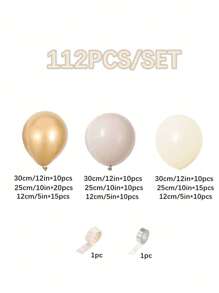 WellParti 112Pcs Sand White Gold Color Balloons Garland Arch Wedding Adult Birthday Party Decoration