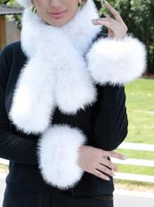 1pair Fuzzy Sleeve Cuff Wrist Warmer Arm Warmers Clothing Accessory