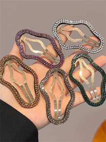 5pcs Ladies' Hollow Out Cloud & Rhinestone Decor Hair Clip For Hair Styling, Bangs, - Multicolor - View 8