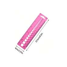 1pc Crochet Knitting Special Ruler Knitting Tool Sweater Needle Ruler Gauge Crochet Hooks Measuring Tool Knitting Gauge ABS Plastic Rulers,Knitting Gauge Plastic Knitting Needle Gauge Circle Geometric Template Ruler Student Measure Tool For Sewing Crochet Hooks Measuring Tool Knitting Ruler Knitting Tool - Pink - View 3