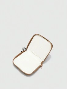 时尚百搭拼色小包带拉链装饰多隔层小卡包钱包短款钱包 - 粉色 - 查看 7