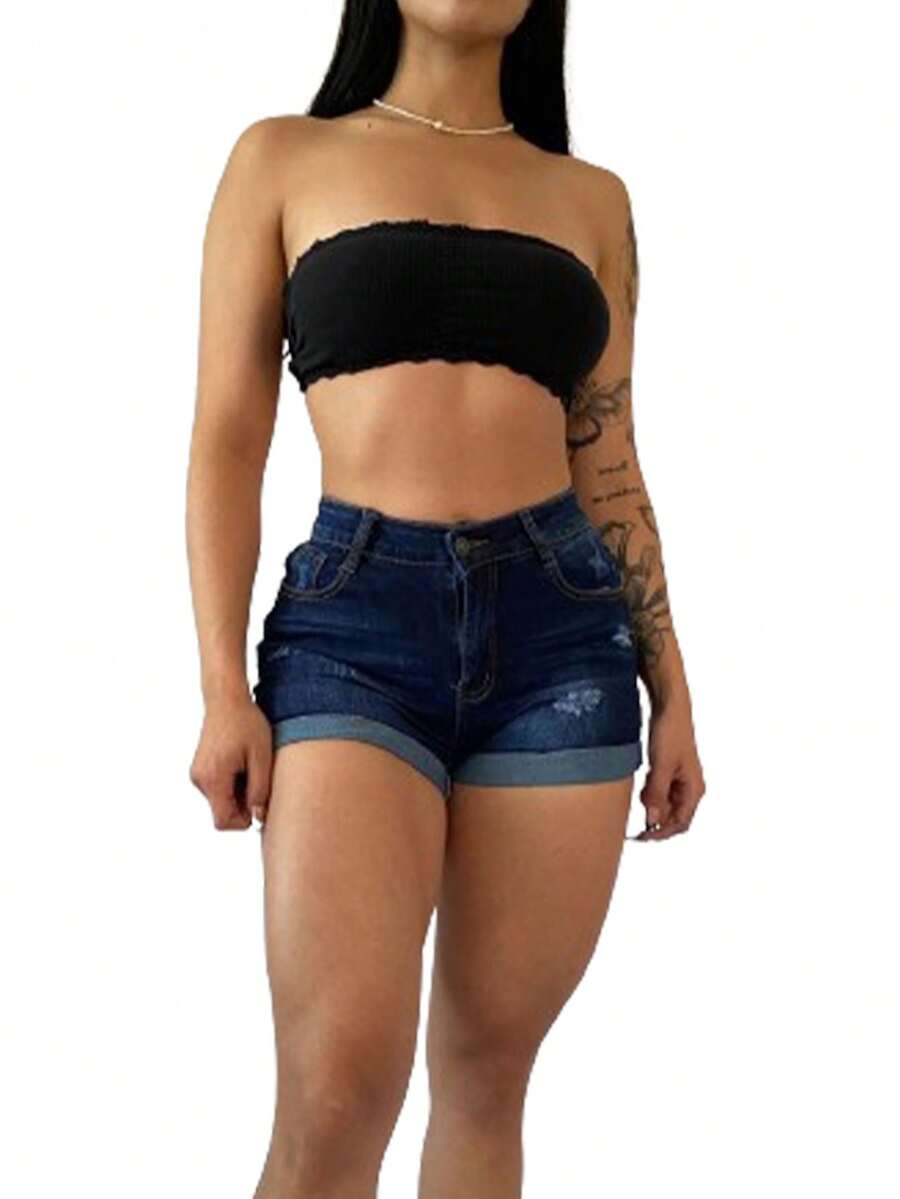 SURPRISE short de mezclilla rasgado levanta gluteos SU2095 - Azul - Ver 1
