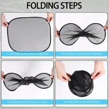 5 Pieces Car Curtain Set, Summer Mesh Sun Shield Car Window Blind Car Sun Shield For Cars, Black - Black - View 4