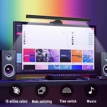 1pc Touch Rgb Monitor Light Bar, Led Dual Light Source With Adjustable Color Temperature Eye-Protecting Anti-Glare Desk Lamp, Touch Control For Home Office Computer, Notebook Games, Eye-Care, Space-Saving, Usb Powered - Black - View 3