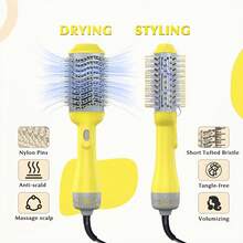 4合1捲髮器/吹風機/直髮器,1入組arbuliry牆插式3速智能溫度控制快速加熱捲髮器,適用於長短乾/濕髮,黃色 - 黃色 - 查看 5