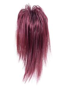 直髮髮髻接髮,合成假髮 全短馬尾髮髻接髮 彈性髮髻 女式髮髻 簡易髮髻 爪夾 馬尾假髮 女式帶夾髮髮箍 - 酒紅色 - 查看 8