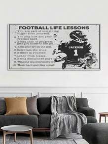 1張足球人生進程印花畫牆貼,團隊合作啟發性名言1足球選手印花現代家居裝飾客廳,臥室,辦公室牆壁裝飾室內美學畫藝術無框油畫 - 黑色 - 查看 4