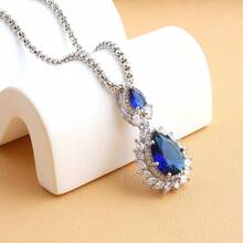 1pc Copper Luxury Fashionable Personalized Big Teardrop Shaped Pendant Sweater Chain For Women, Festival Gift - Multicolor - View 10