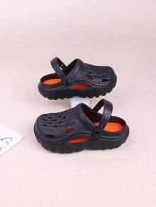 男女通用兒童夏季涼鞋,卡通設計,防滑沙灘鞋,也可作為懶人鞋穿著 - 黑色 - 查看 6