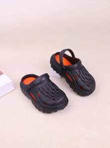 男女通用兒童夏季涼鞋,卡通設計,防滑沙灘鞋,也可作為懶人鞋穿著 - 黑色 - 查看 1