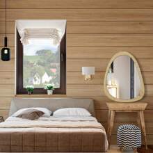 34" X 26"Asymmetrical Natural Wood Wall Frame Mirror,Irregular Mirror,Abstract Assymetrical Decorative Mirror,For Living Room Bedroom Bathroom Home Decor
