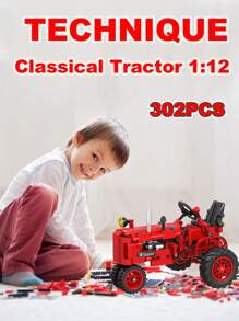 1入組302塊經典拖拉機模型積木工程車教育玩具 - 紅色 - 查看 1