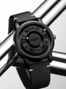 DOM 1 chiếc đồng hồ nam mặt tròn màu đen, đồng hồ thạch anh cá tính, công nghệ từ tính độc đáo, hiển thị thời gian bằng hạt cườm thời trang, quà tặng cho phái mạnh, phù hợp cho cả đeo hàng ngày và những dịp đặc biệt, phụ kiện thời trang thiết yếu. - màu đen - Xem 3