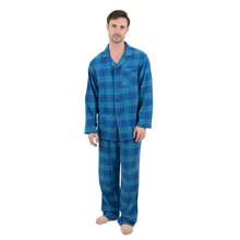 Famjams Mens Flannel Pajamas 2 Piece Christmas Pajama Set (Size Small-XXX-Large) - Kẻ sọc xanh/hải quân - Xem 3
