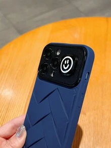 高端風格編織紋理和大窗貼紙手機殼,適用於iphone - 藍色 - 查看 3