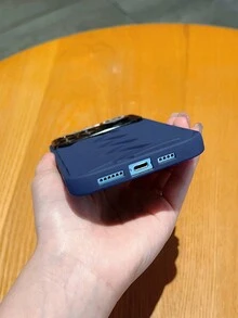 高端風格編織紋理和大窗貼紙手機殼,適用於iphone - 藍色 - 查看 2