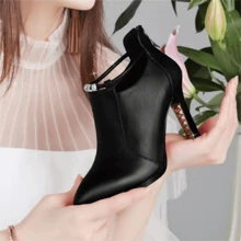 女性時尚舒適單層網面pu綁帶高跟鞋